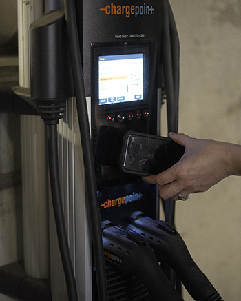 Photo of electronic vehicle charging station.